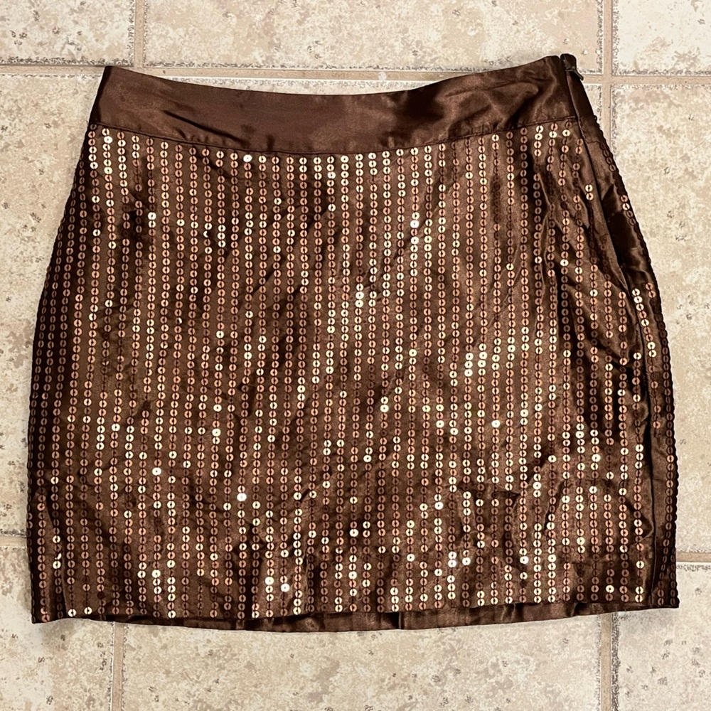 Brown Sequin Mini Skirt